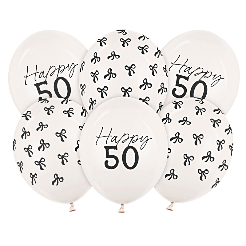 happy 50 zwarte strikjes ballonnen