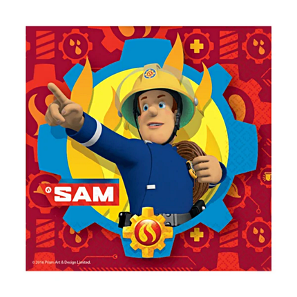 Servetten met brandweerman sam erop in het rood, geel en blauw