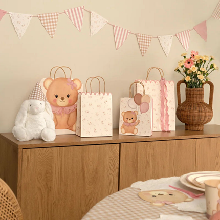 Kleine Cadeautasjes met Roze Beertjes - 3 stuks