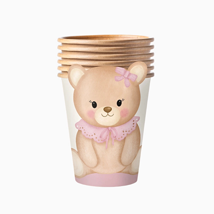 Bekers - Roze Beertje - 6 stuks