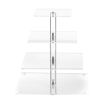 Cake standaard met vierkante, transparante platen