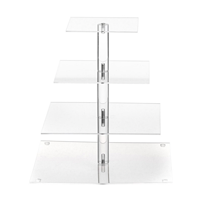 Cake standaard met vierkante, transparante platen
