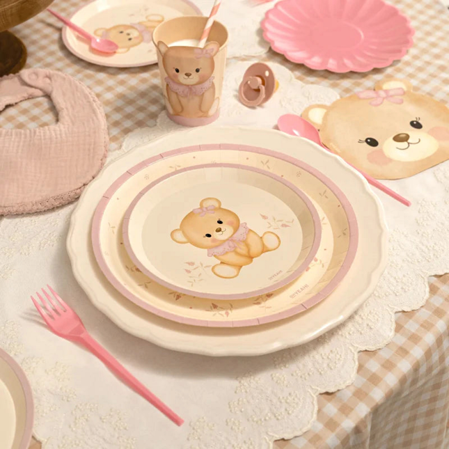 Bordjes met Roze Beertje – 17 CM