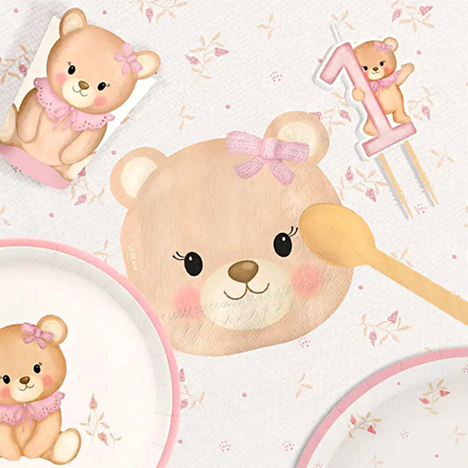 Bordjes met Roze Beertje – 17 CM