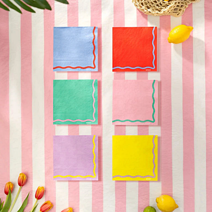 Servetten - Strepen Multicolor - 20 stuks