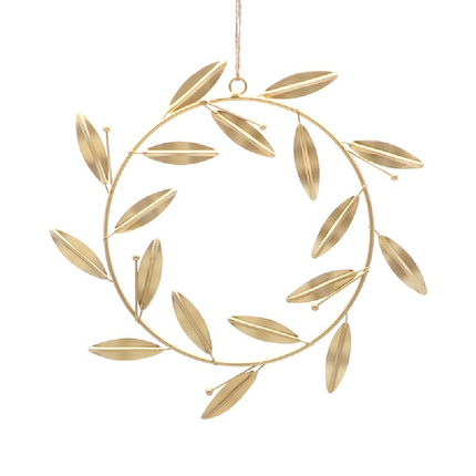 Metalen hanger in de kleur goud met metalen veren eraan