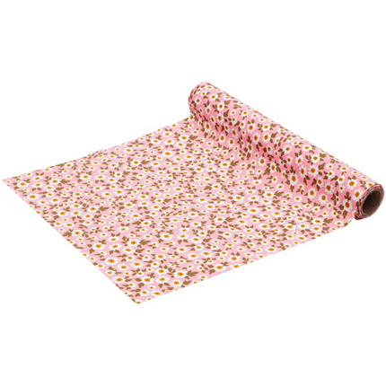 Roze tafelloper met madeliefjes