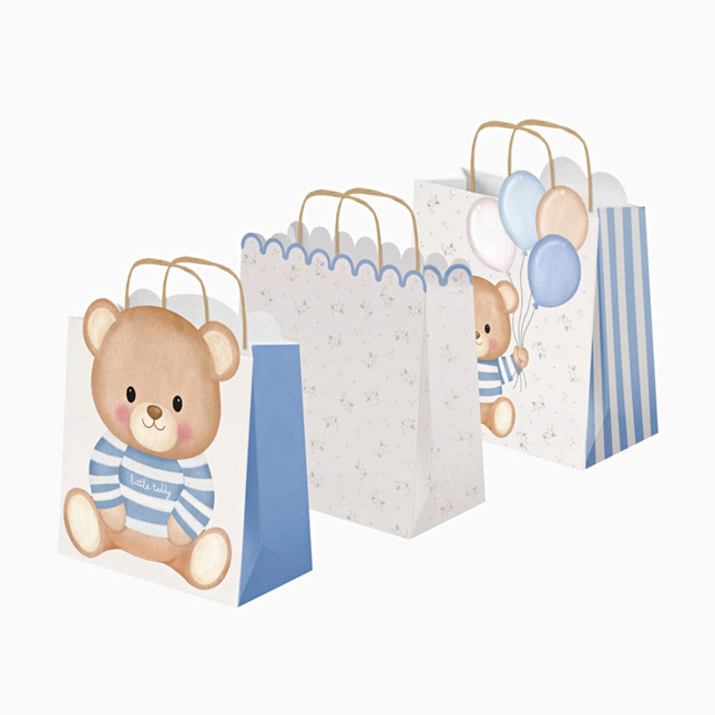 Kleine Cadeautasjes met Blauwe Beertjes - 3 stuks