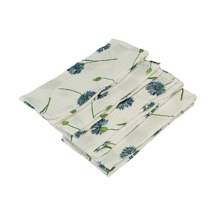 katoenen servetten wit met blauwe bloemen