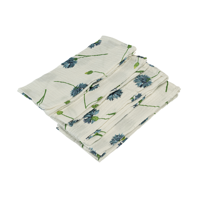 katoenen servetten wit met blauwe bloemen