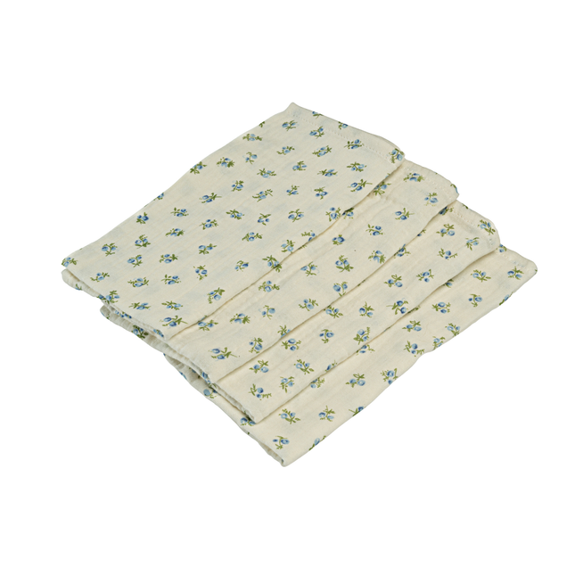 katoenen servetten met blauw bloemenpatroon