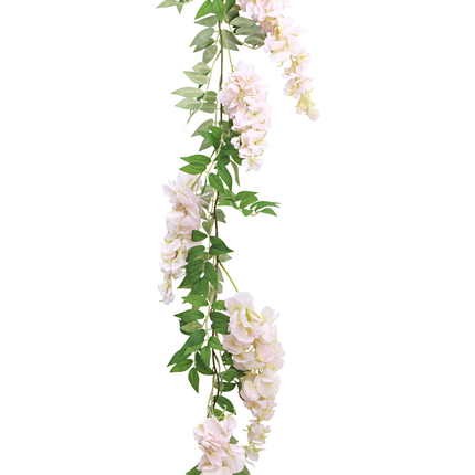 kunst wisteria met rose bloesem en groene bladeren