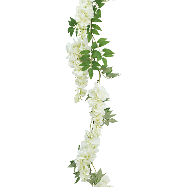 wit met groene wisteria bloemenslinger