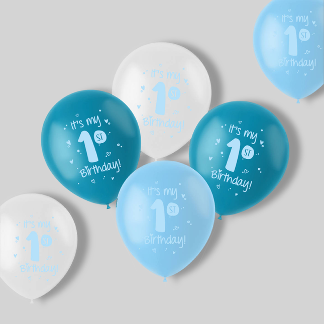 Ballonnen Set 'It's my 1st Birthday!' Blauw - 6 stuks