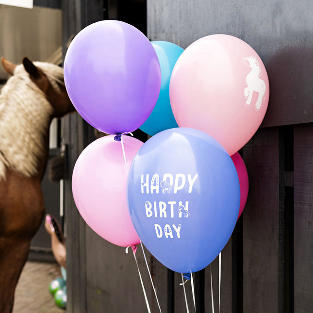 ballonnen happy birthday paarden en hoefijzers