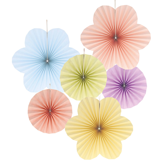 Waaiers Pastel Bloemen – 6 stuks