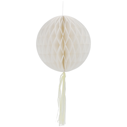 witte, ronde honeycomb met een gele kwast