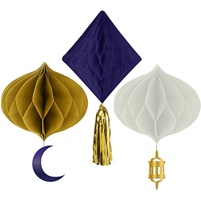 Gouden, witte en donkerblauwe honeycomb