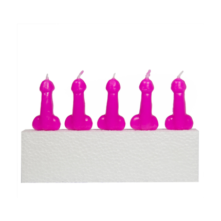 Taart kaarsjes donker roze in de vorm van een penis