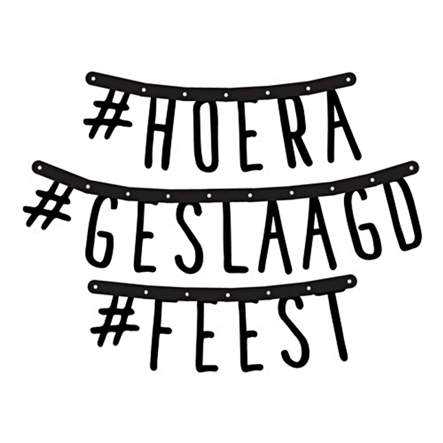 zwarte slinger met tekst hoera geslaagd feest