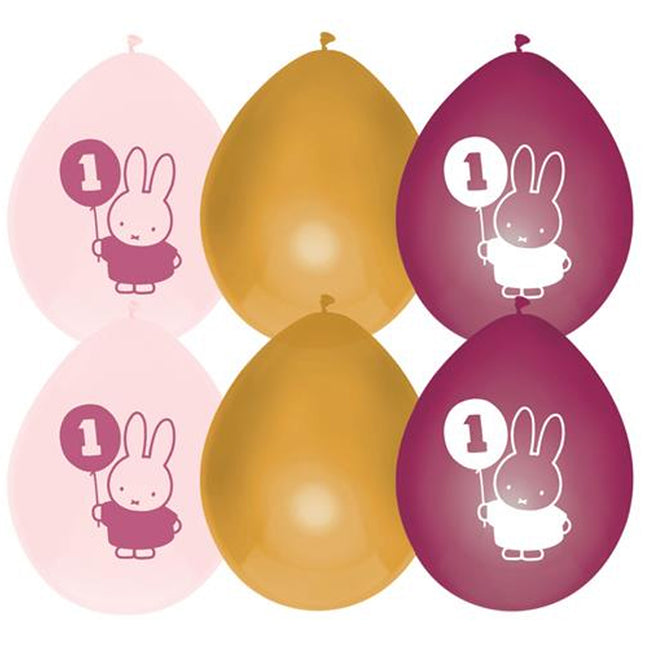 Ballonnen Nijntje Meisje Roze Goud - 6 stuks
