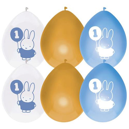 Ballonnen Nijntje Blauw Roze Goud - 6 stuks