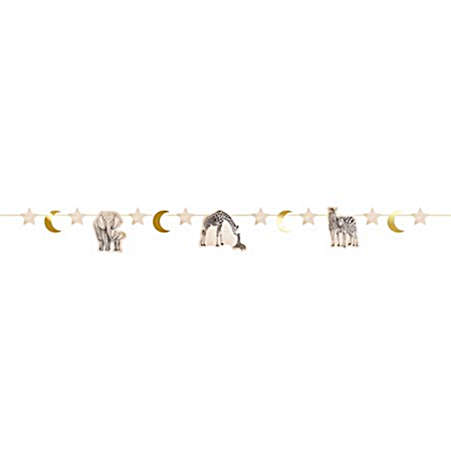 Slinger met jungle dieren in het nude en goud voor een babyshower gender neutraal