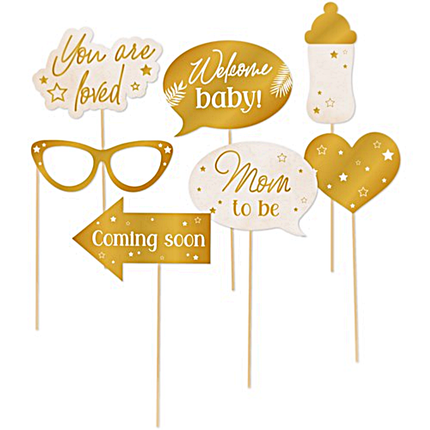 Gouden en beige babyshower photo props