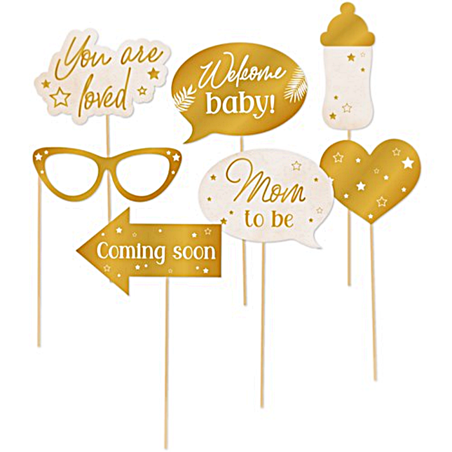 Gouden en beige babyshower photo props