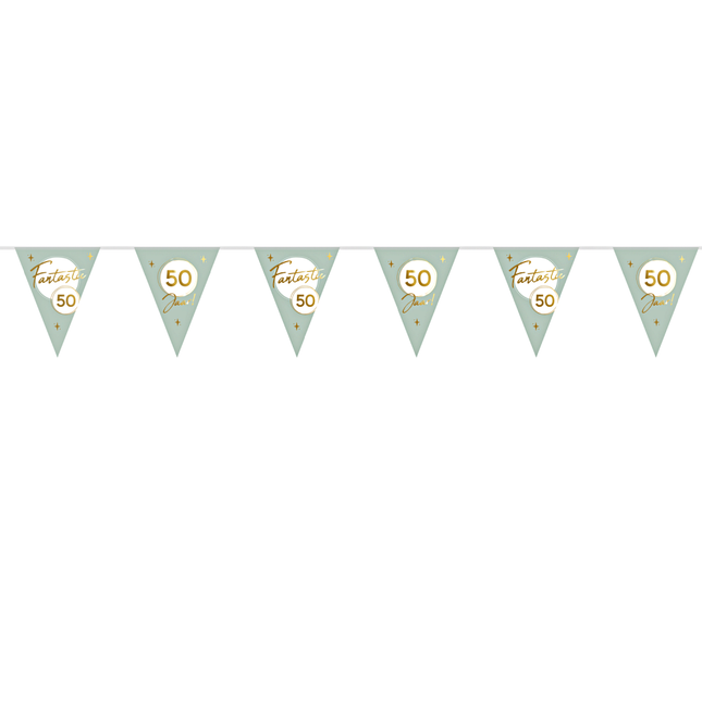 Mint groene slinger met gouden tekst fantastic 50