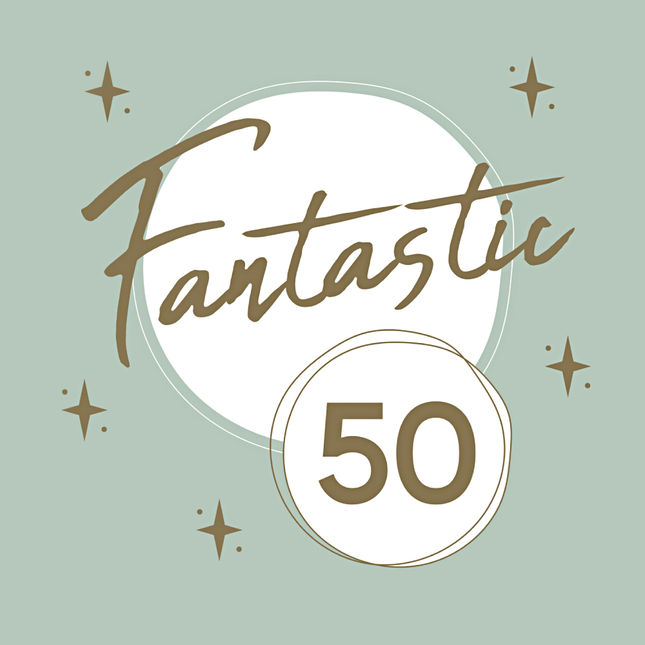 Mint groene servetten met gouden tekst fantastic 50 en gouden sterren