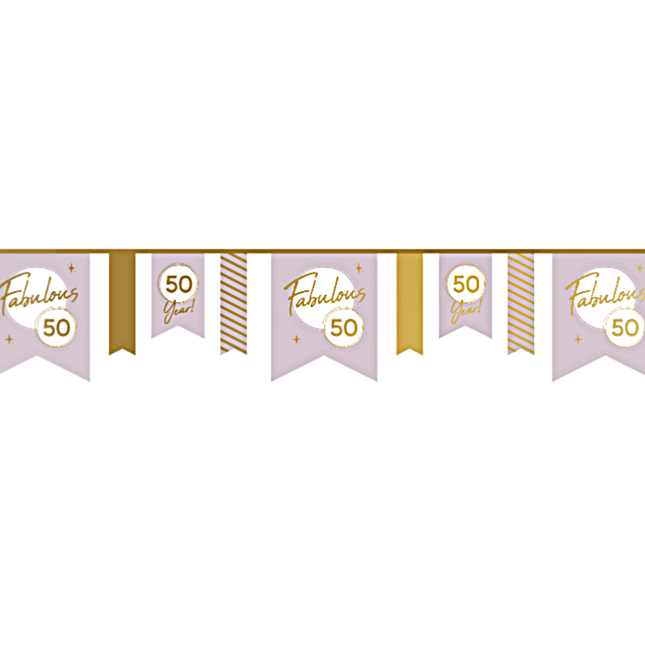 Paarse met gouden slinger voor een 50e verjaardag vrouw sarah