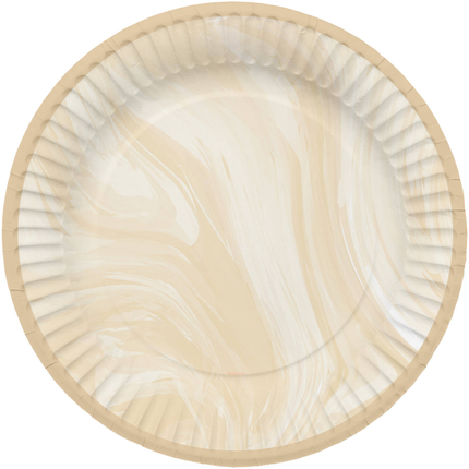 Bordje in het beige en wit met marmeren print