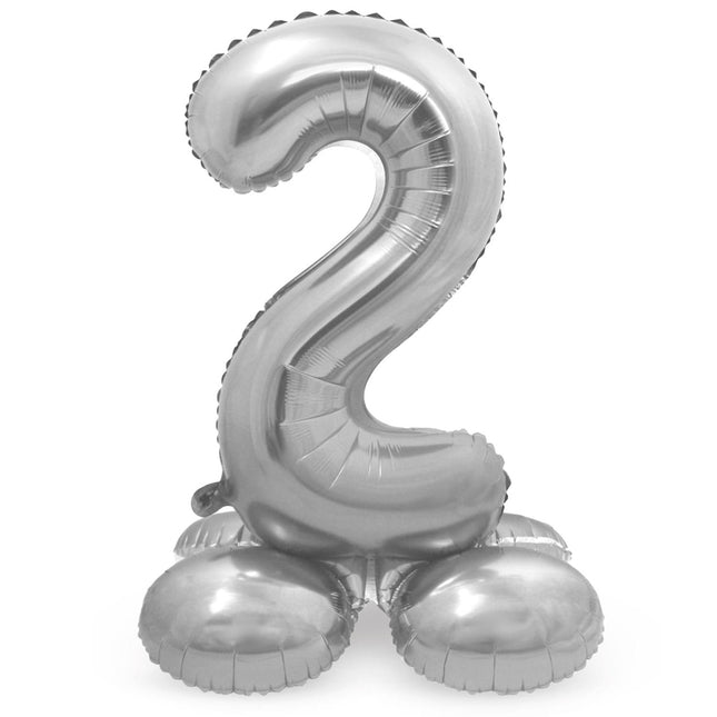 Folieballon met Standaard Zilver - Cijfer 2