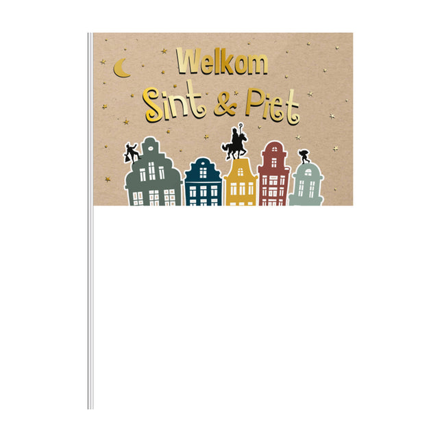 Zwaaivlaggetje met welkom sint & piet erop