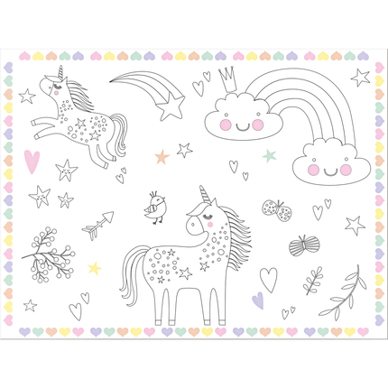 Placemats met Kleurplaat – Eenhoorn