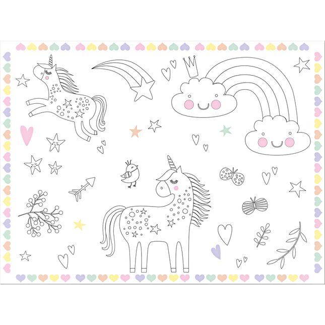 Placemats met Kleurplaat – Eenhoorn