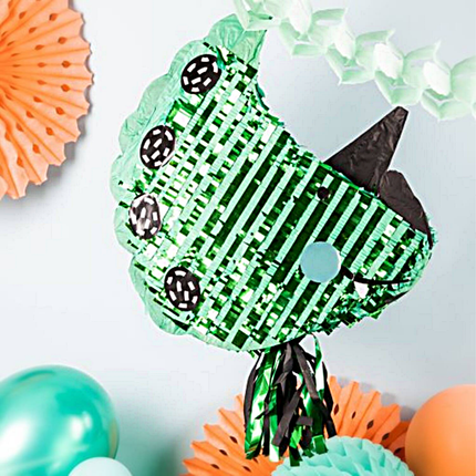 Pinata in de vorm van een dinosaurus hoofd