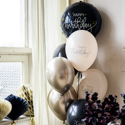 creme, gouden en zwarte ballonnen tros