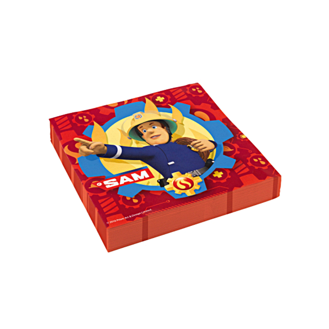 Servetten met brandweerman sam erop in het rood, geel en blauw