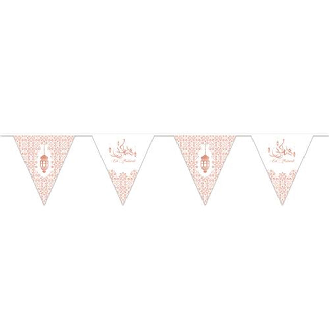 Slinger ‘Eid Mubarak’ Wit Rosé Goud Papier - 3 Meter