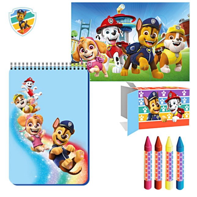 Paw Patrol traktatie pakket met stickers, kleurpotloden, notitieboekjes en puzzels