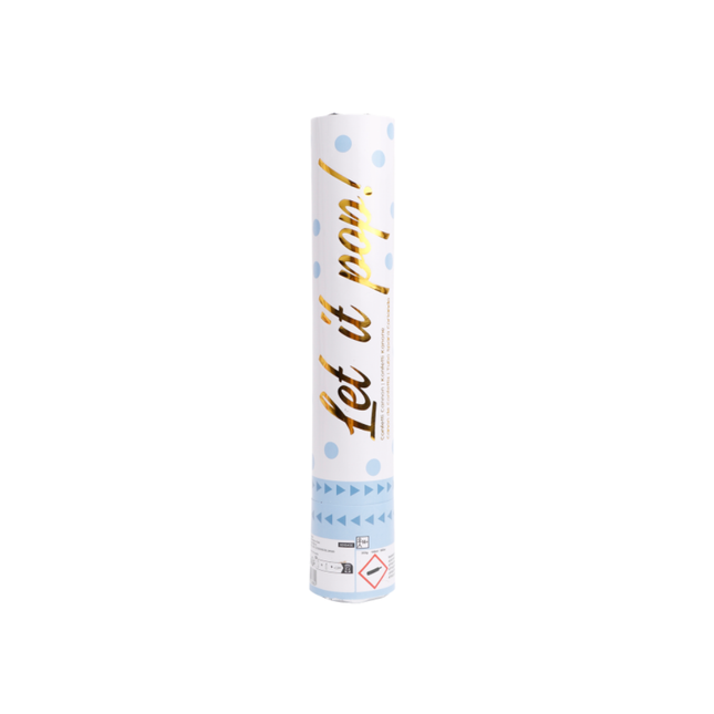 Let's pop partypopper lichtblauw 28 centimeter
