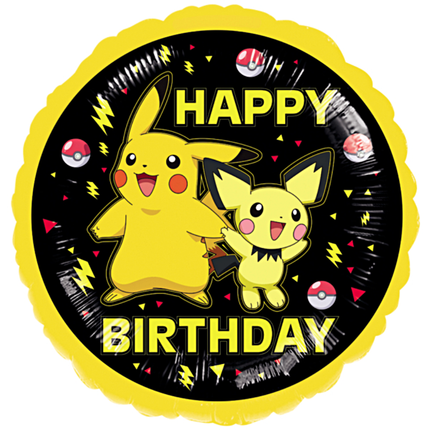 Folieballon pokémon met de tekst happy birthday