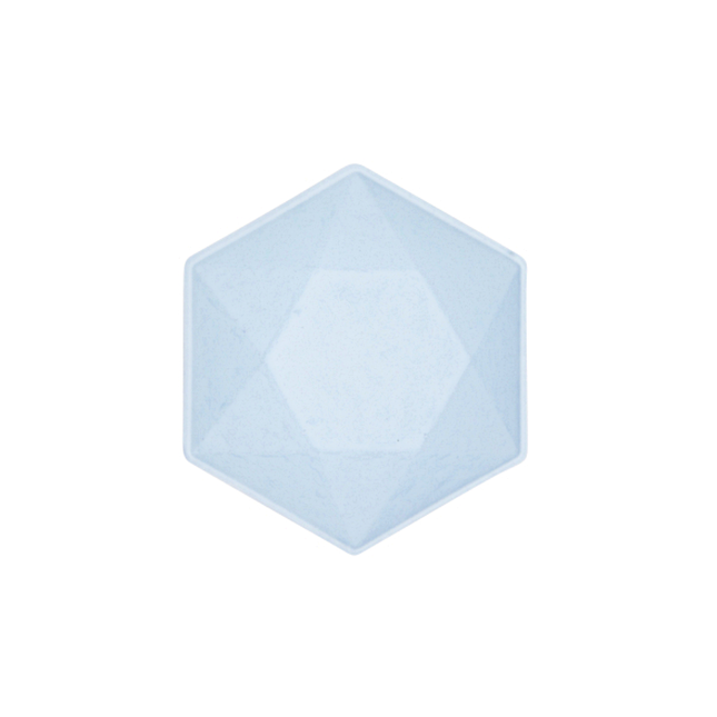 Lichtblauwe bakjes in de vorm van een hexagon