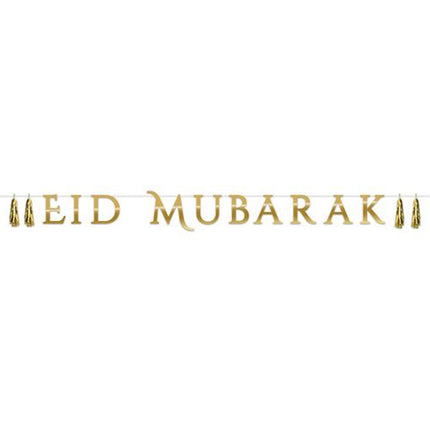 Letterbanner Eid Mubarak in de kleur goud