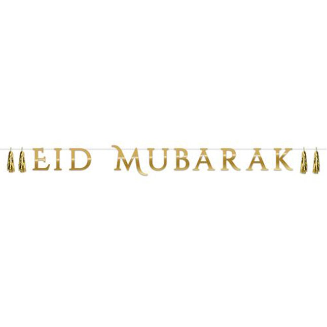 Letterbanner Eid Mubarak in de kleur goud