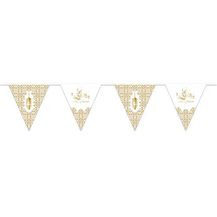 Slinger ‘Eid Mubarak’ Wit Goud Papier - 3 Meter