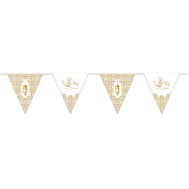 Slinger ‘Eid Mubarak’ Wit Goud Papier - 3 Meter
