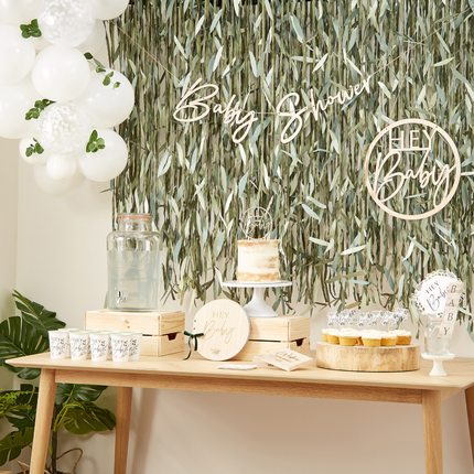 Sweet table voor babyshower met botanisch thema
